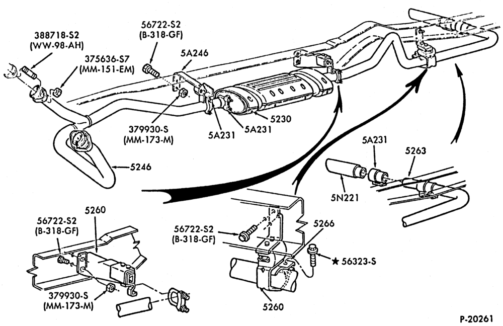 Схема EXHAUST SYSTEM-(1988/)-446 (7.3L) diesel - 138" W.B. - Cutaway-E250/350