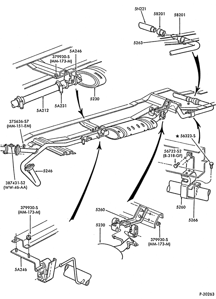 Схема EXHAUST SYSTEM-(1987)-420 (6.9L) diesel - 138" W.B. - exc. 158" & 176" W.B.-E250/350