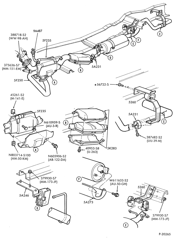 Схема EXHAUST SYSTEM-(1987/)-351W (5.8L) - under 8500# G.V.W.-E150/350
