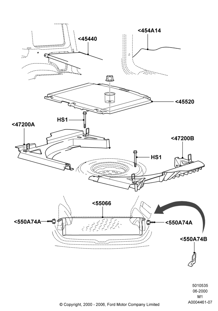 Схема Load Compartment Trim, All LHD Territories, Production Installed; 12.06.2000–22.12.2003