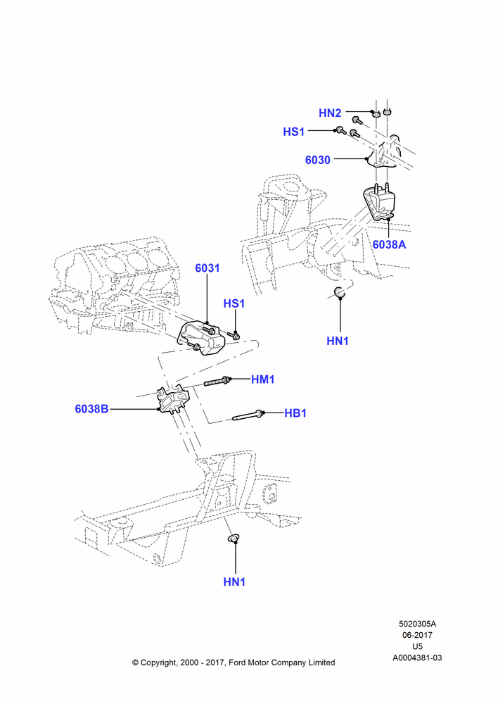 Схема Опоры двигателя, 4.0L V6 12V SOHC EFI; 13.11.2000–16.12.2010