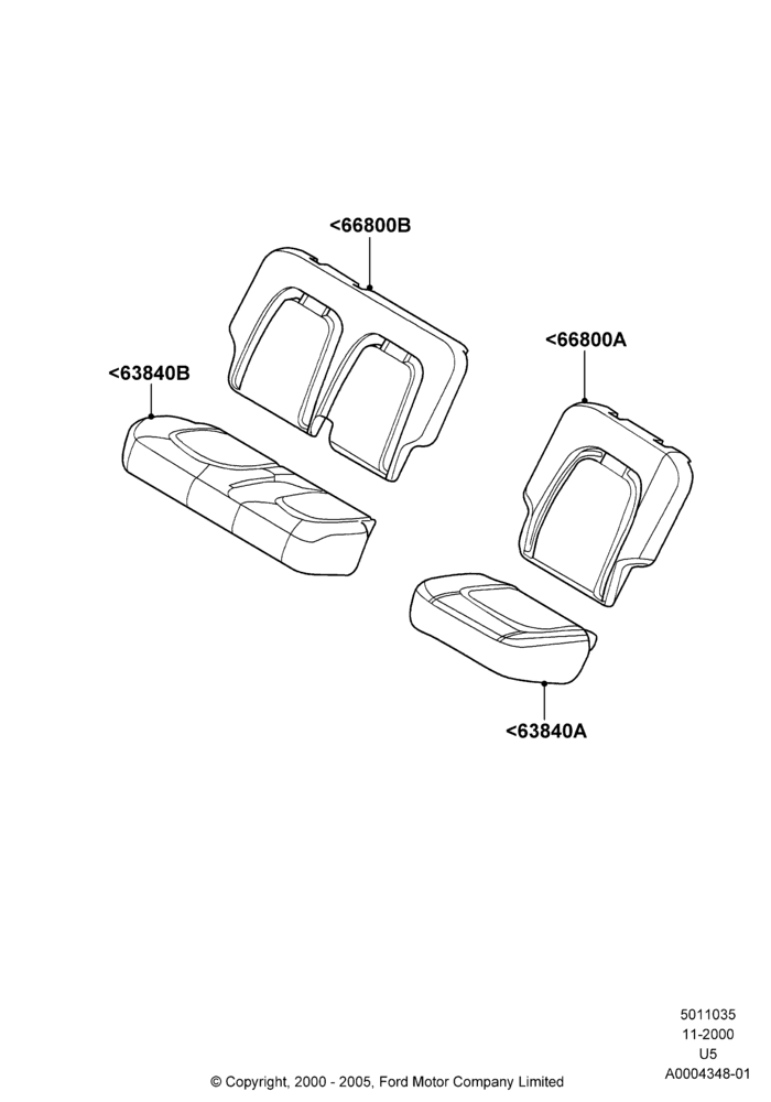 Схема Подушки и обогрев задних сидений, 2nd Row 60/40 (3 P) Folding Seat; 13.11.2000–19.07.2005