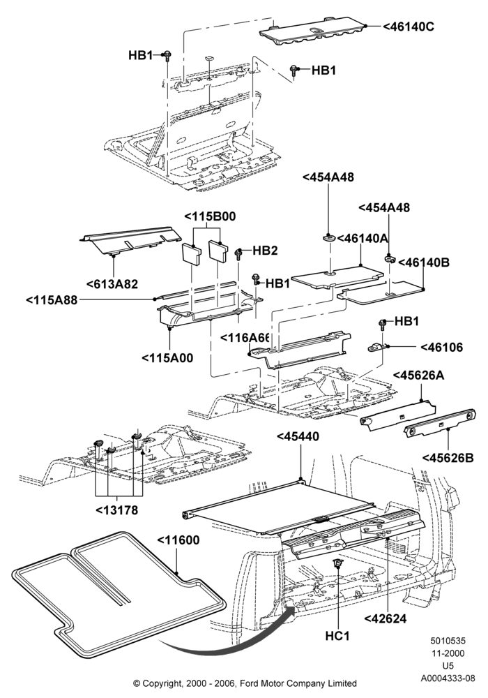 Схема Load Compartment Trim, Factory Installed; 13.11.2000–19.07.2005