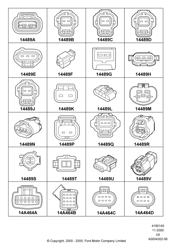 Схема Разъёмы проводки, Page A; 13.11.2000–16.12.2010