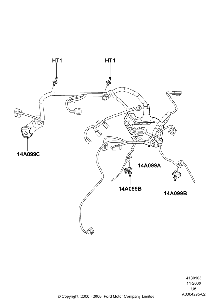 Схема Кожухи проводки, 4.0L V6 12V SOHC EFI, 12A581 Wiring Harness; 13.11.2000–19.07.2005