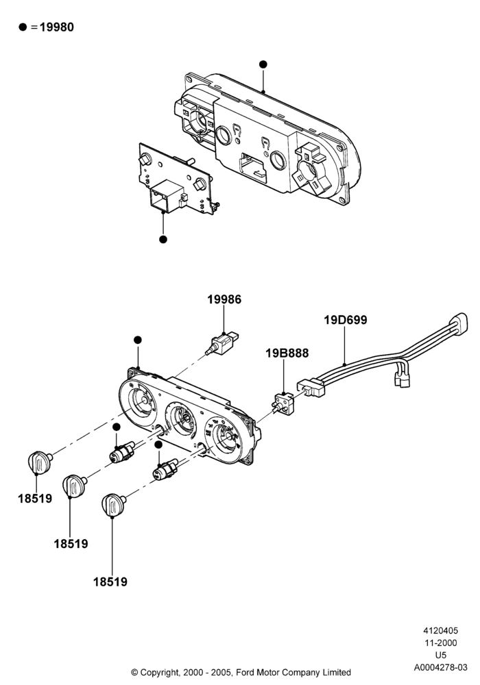 Схема Управление климатом, (+)"Canada", (+)"Mexico", Manual Air Conditioning, US MARKETS; 13.11.2000–16.12.2010