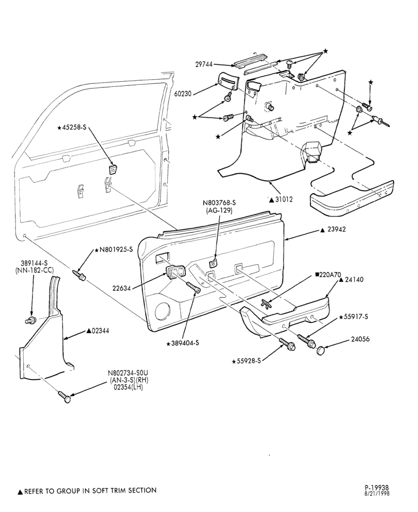 Схема SOFT, INTERIOR TRIM-Interior trim panels - convertible - Mustang