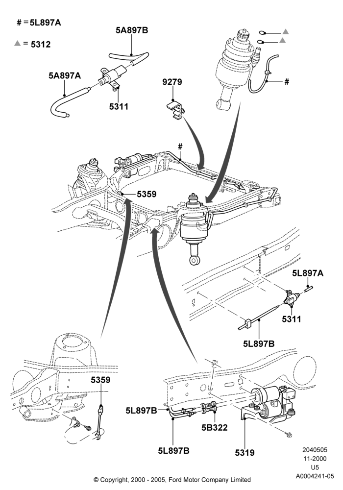 Схема Air Suspension Compressor and Lines; 13.11.2000–19.07.2005