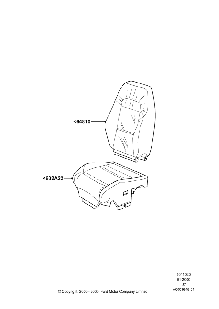 Схема Подушки и обогрев передних сидений, Sports Front Seat, With Side Air Bag - Drivers Side, With Side Air Bag - Passenger Side; 31.01.2000–19.08.2002