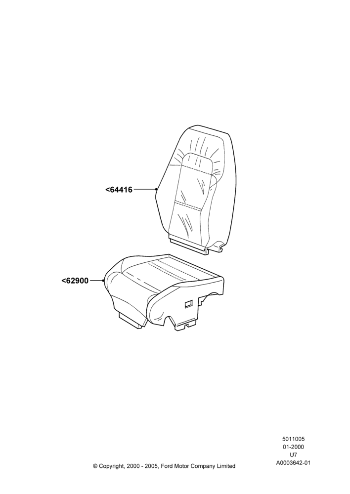 Схема Обивка передних сидений, Sports Front Seat, With Side Air Bag - Drivers Side, With Side Air Bag - Passenger Side; 31.01.2000–19.08.2002