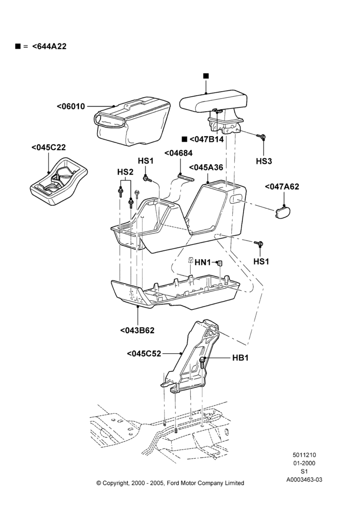 Схема Консоль напольная, Console - Floor With Soft Pack, Floor Console; 31.01.2000–09.05.2003