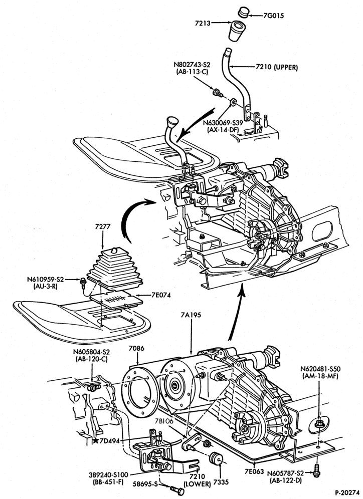 Схема Раздаточная коробка (4WD)-Shift mechanism and supports-F150/350