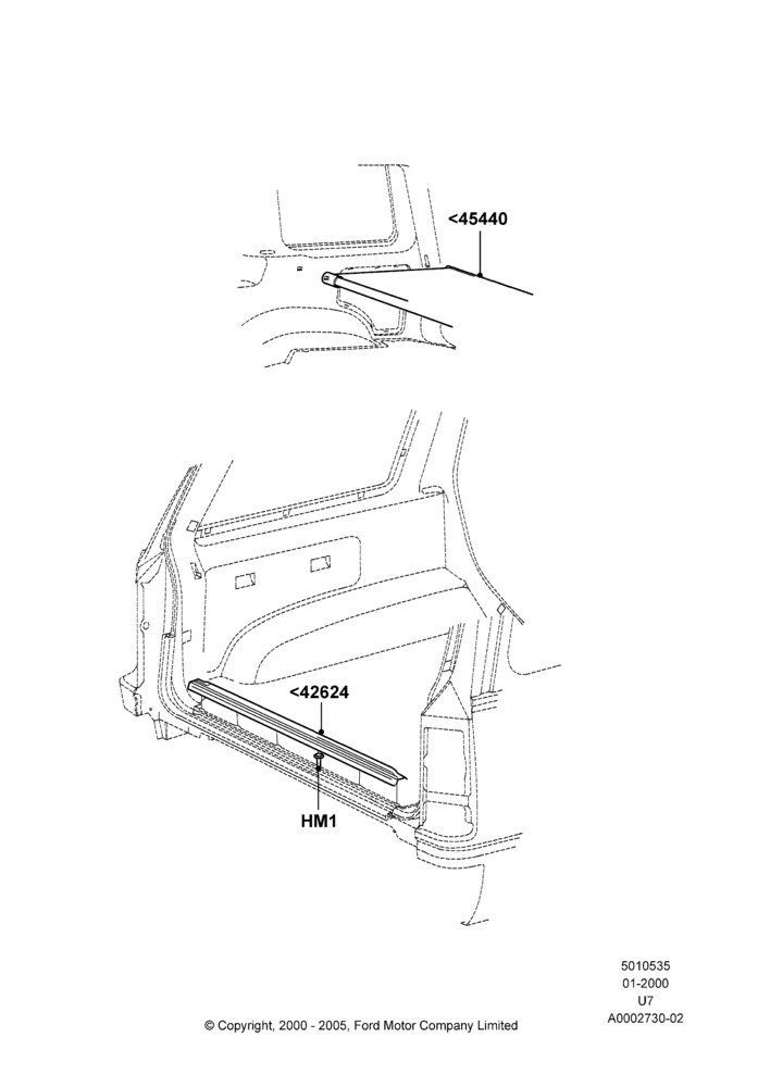 Схема Load Compartment Trim, Production Installed; 31.01.2000–09.05.2003