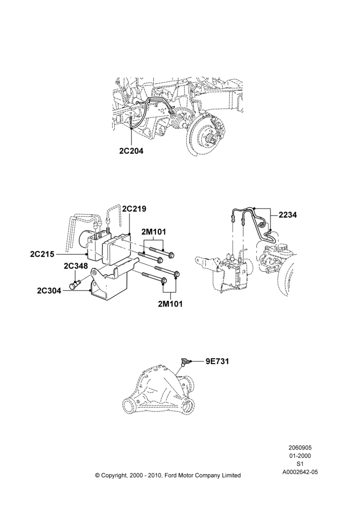 Схема Антиблокировочная система (ABS), 4WD; 31.01.2000–30.06.2005