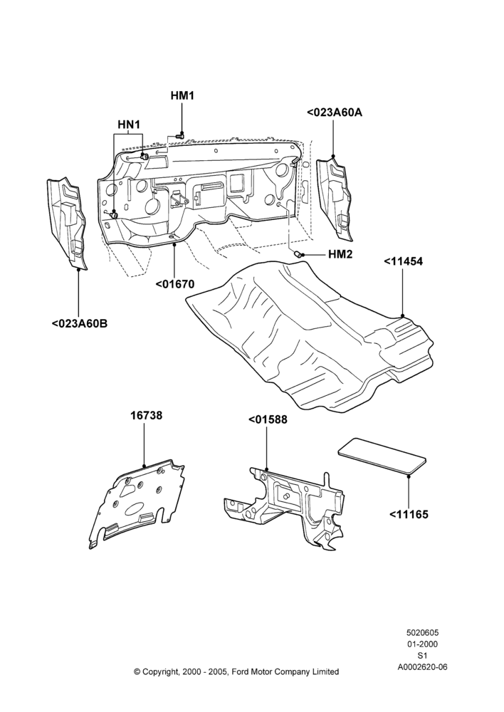 Схема Шумоизоляция — перед, Fitted Under The Vehicle; 31.01.2000–09.05.2003