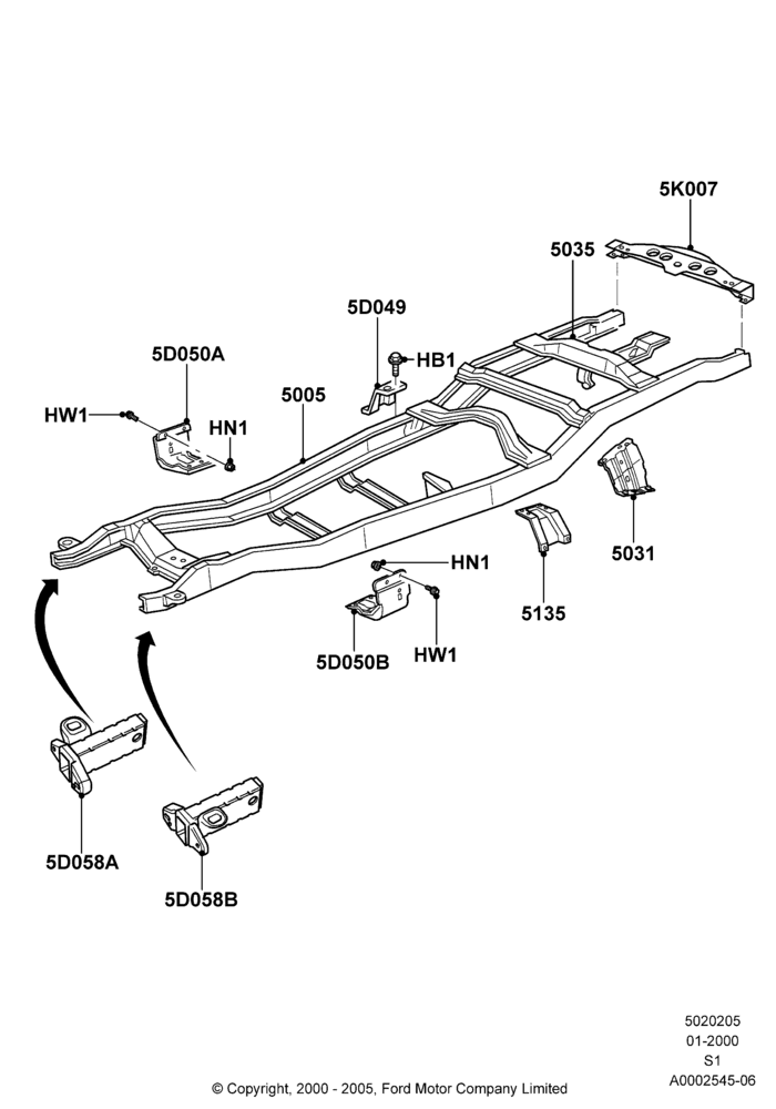 Схема Рама шасси, Frame Assy; 31.01.2000–30.06.2005
