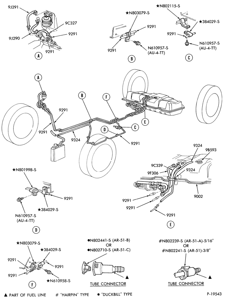 Схема 4 CYL. 1.9L (116 C.I.D.)-Fuel system- w/E.F.I.-line installation