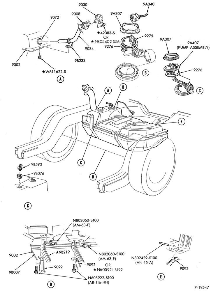 Схема 6 CYL. 3.8L (230 C.I.D.)-Fuel system - w/E.F.I.- tank installation