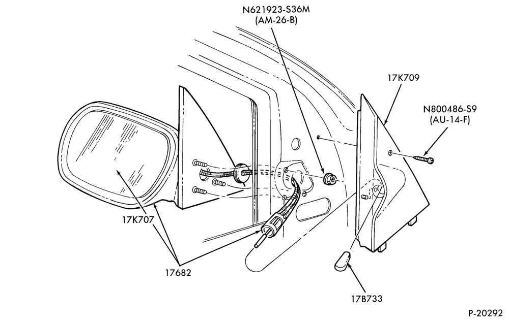 Схема SPEEDOMETER, BUMPERS, MIRRORS AND WIPERS-Mirror - remote - sail mounted - manual