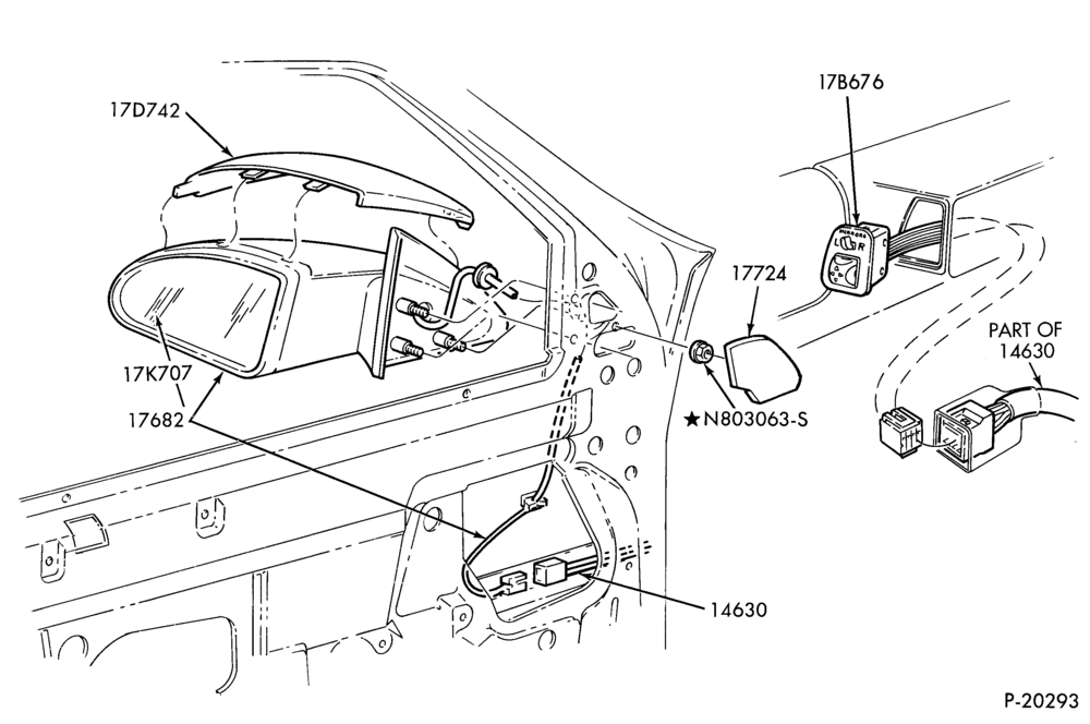 Схема SPEEDOMETER, BUMPERS, MIRRORS AND WIPERS-Mirror  - remote - sail mounted- electric