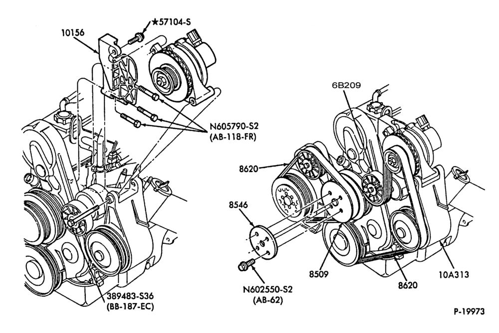 Схема Генератор, INSTRUMENT CLUSTER, BATTERY-Alternator mounting brackets- 4 cyl. 140 (2.3L)