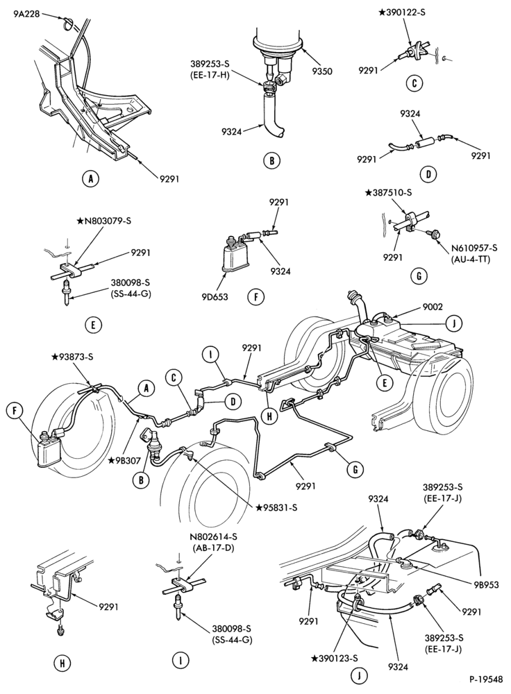 Схема 4 CYL. 2.3L (140 C.I.D.)-Fuel system - w/o E.F.I. - line installation