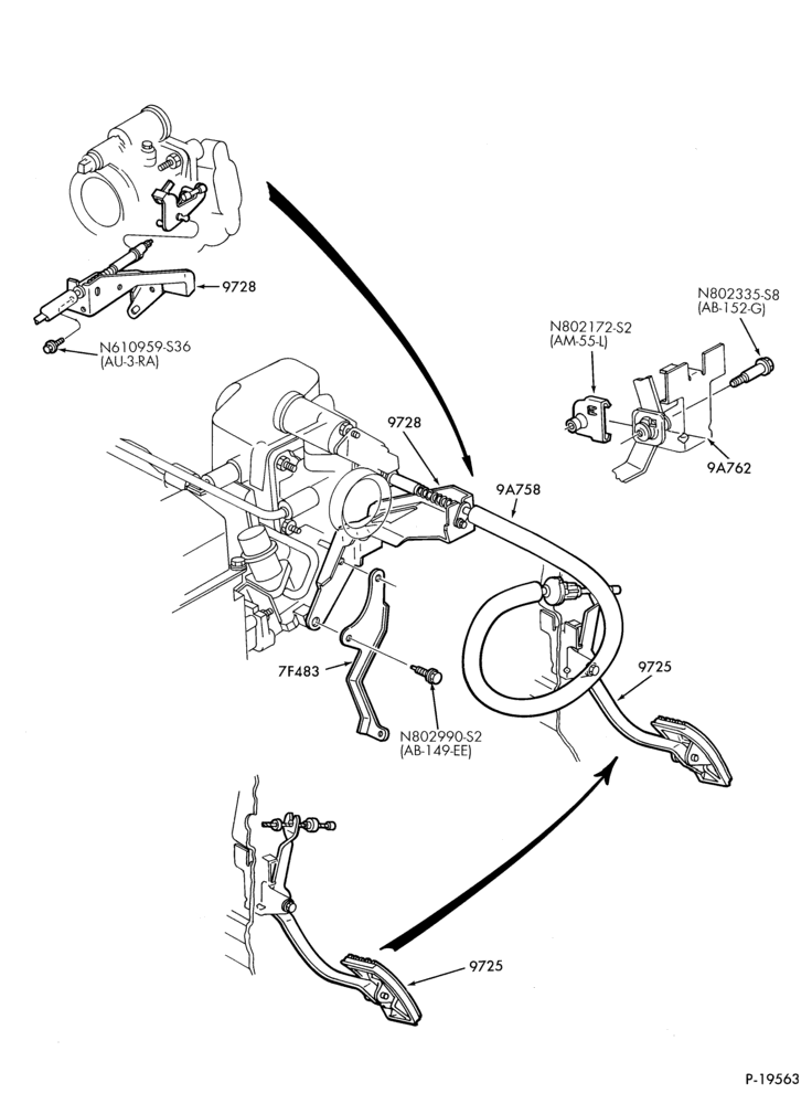 Схема 4 CYL. 1.9L (116 C.I.D.)-Accelerator linkage - E.F.I. - with M/T