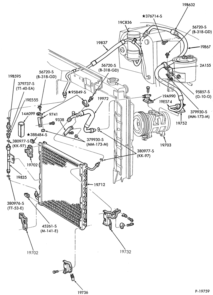 Схема AIR CONDITIONING-(1987/)-6 cyl. 401 (6.6L) and 476 (7.8L) diesel-F-FT600/900 - Page A