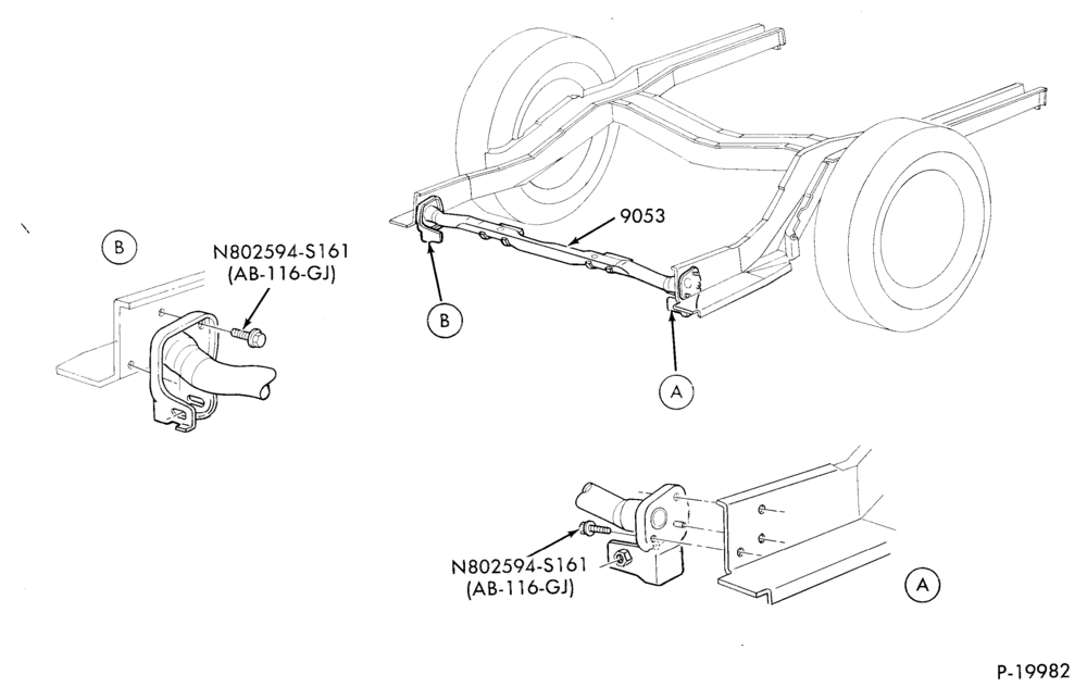 Схема 4 CYL. 2.3L (140 C.I.D.) HSC-Fuel tank support crossmember- w/all wheel drive