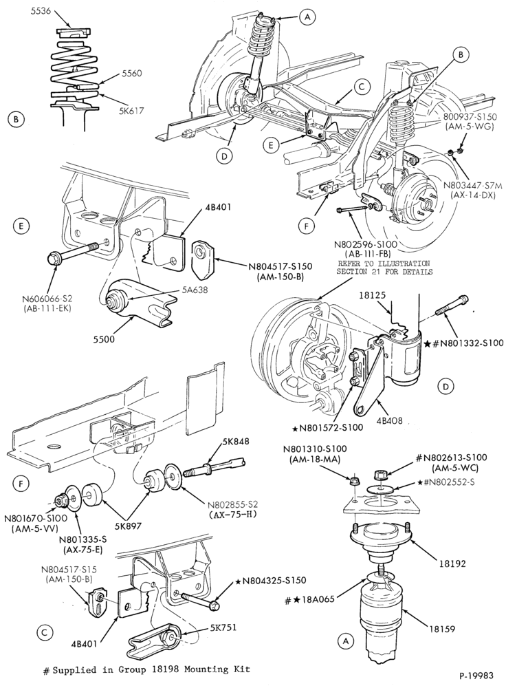 Схема FRAME-REAR SUSPENSION - shock absorbers, axle-w/all wheel drive