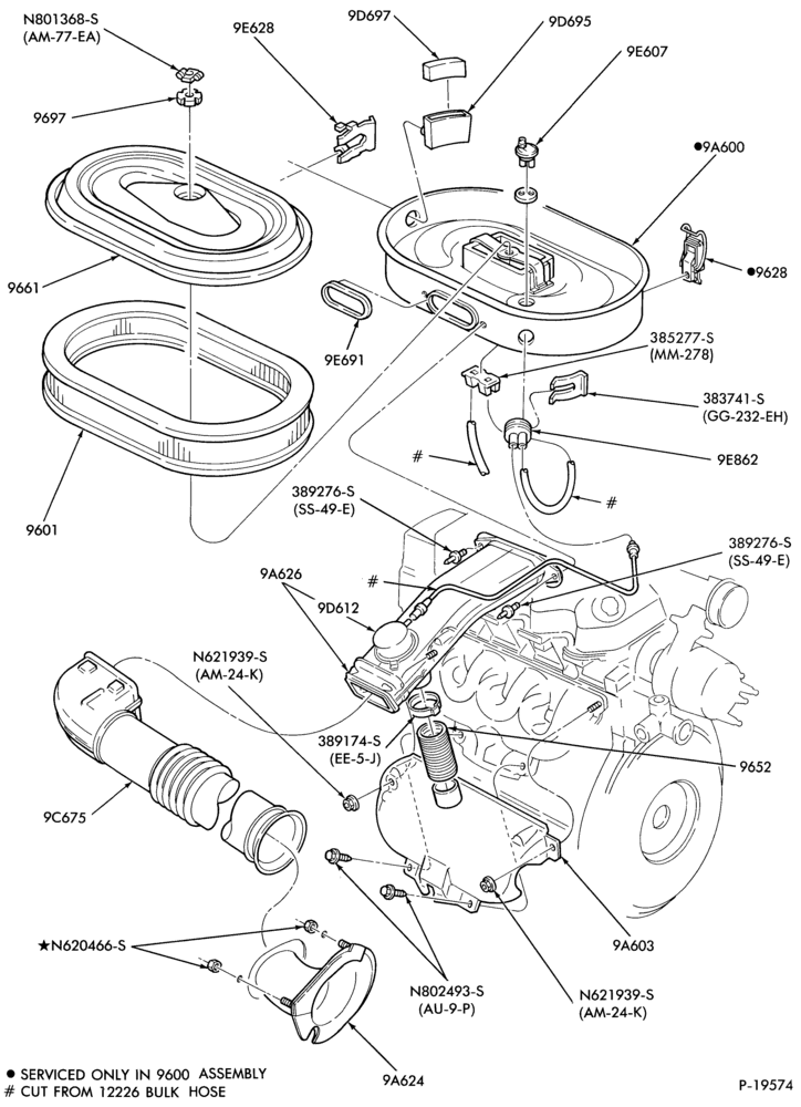 Схема 4 CYL. 1.9L (116 C.I.D.)-Air cleaner - exc. E.F.I.