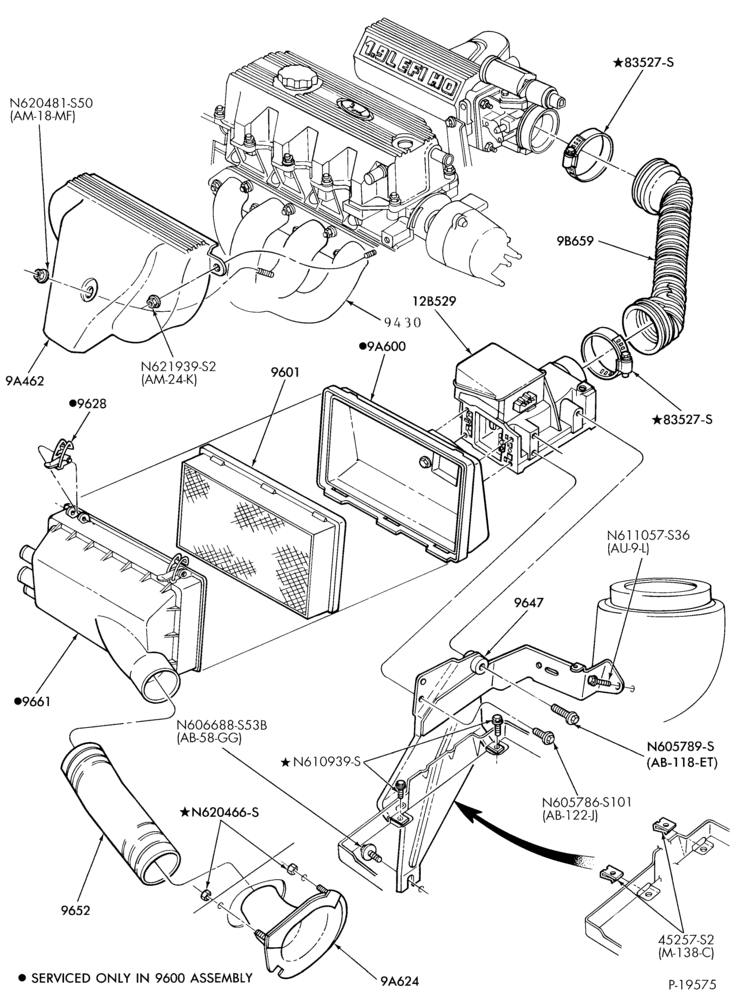 Схема 4 CYL. 1.9L (116 C.I.D.)-Air cleaner - w/E.F.I.