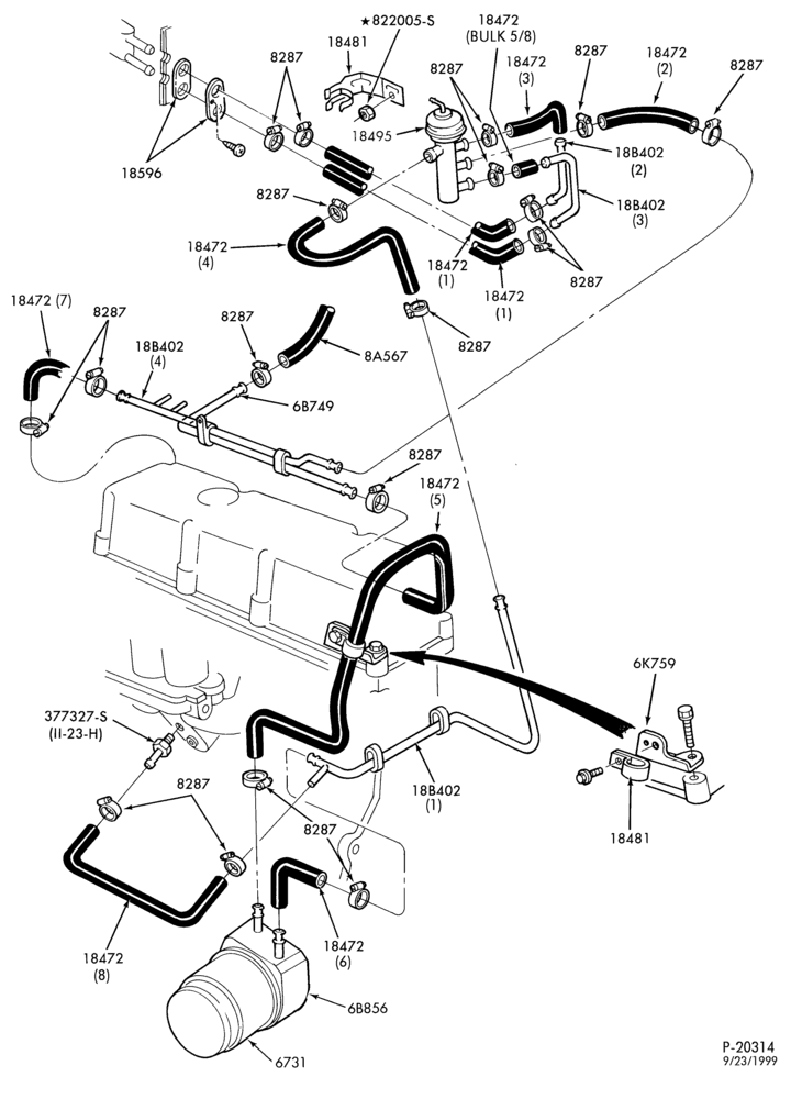 Схема HEATER HOSES & TUBES-4 cyl. - 2.3L-MX