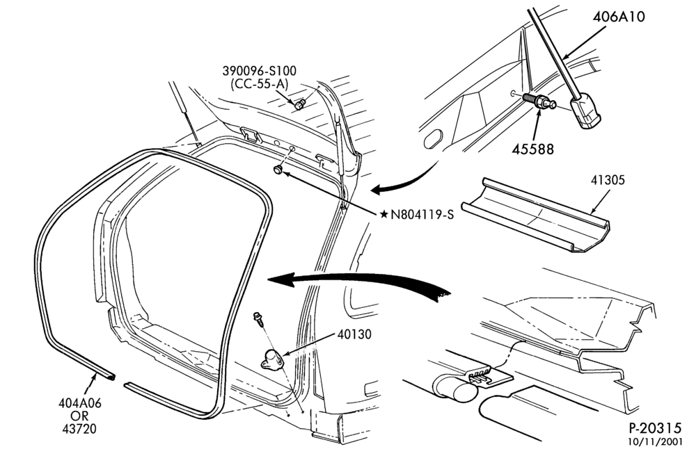 Схема ROOF-Liftgate weatherstrip - B/T 74