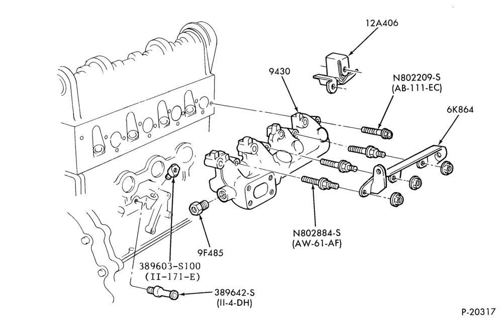 Схема 4 CYL. 2.3L (140 C.I.D.)-Manifold and related parts- Exhaust