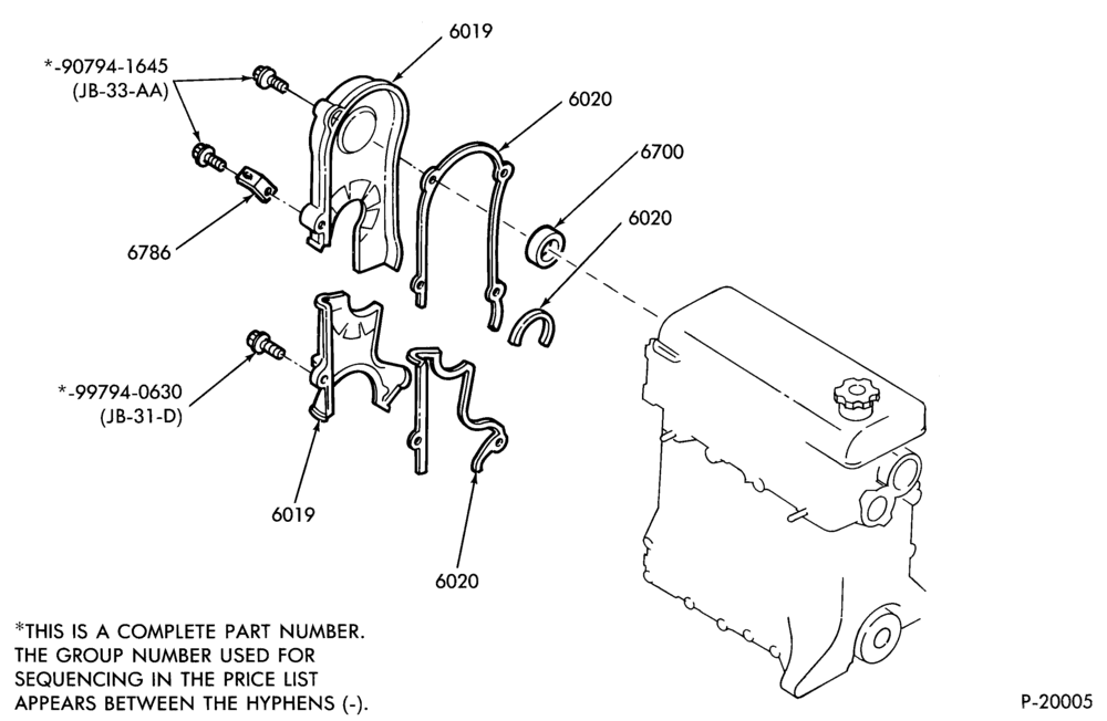 Схема 4 CYL. 1.6L (98 C.I.D.)-Timing gear and chain cover
