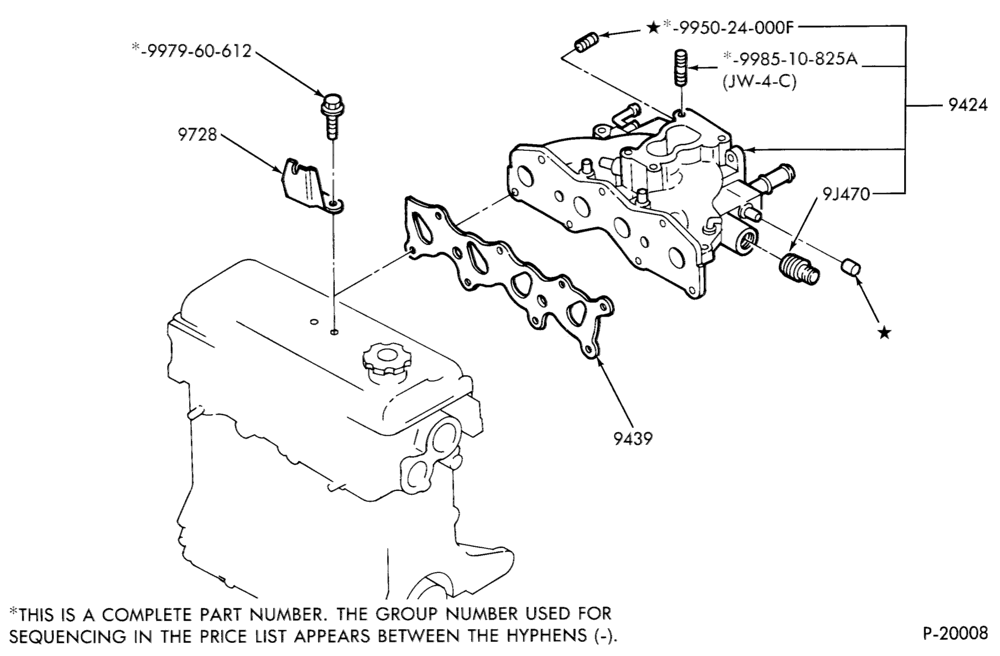 Схема 4 CYL. 1.6L (98 C.I.D.)-Manifold installation- intake manifold