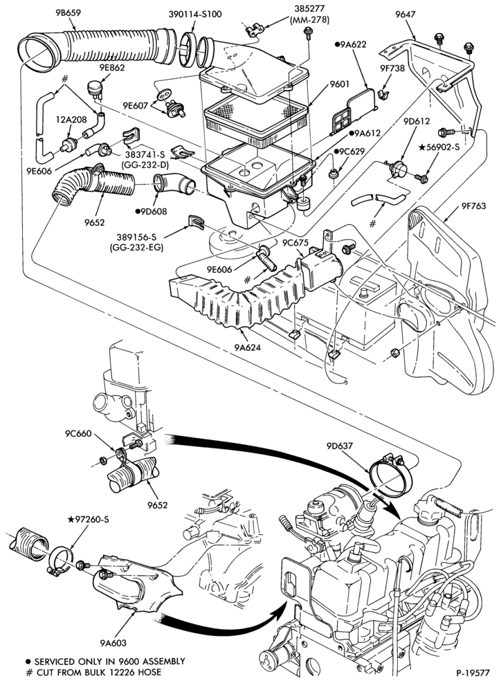 Схема 4 CYL. 2.3L (140 C.I.D.) HSC-Air cleaner