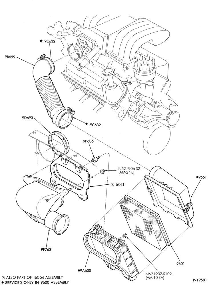 Схема 8 CYL. 5.0L (302 C.I.D.)-Air cleaner