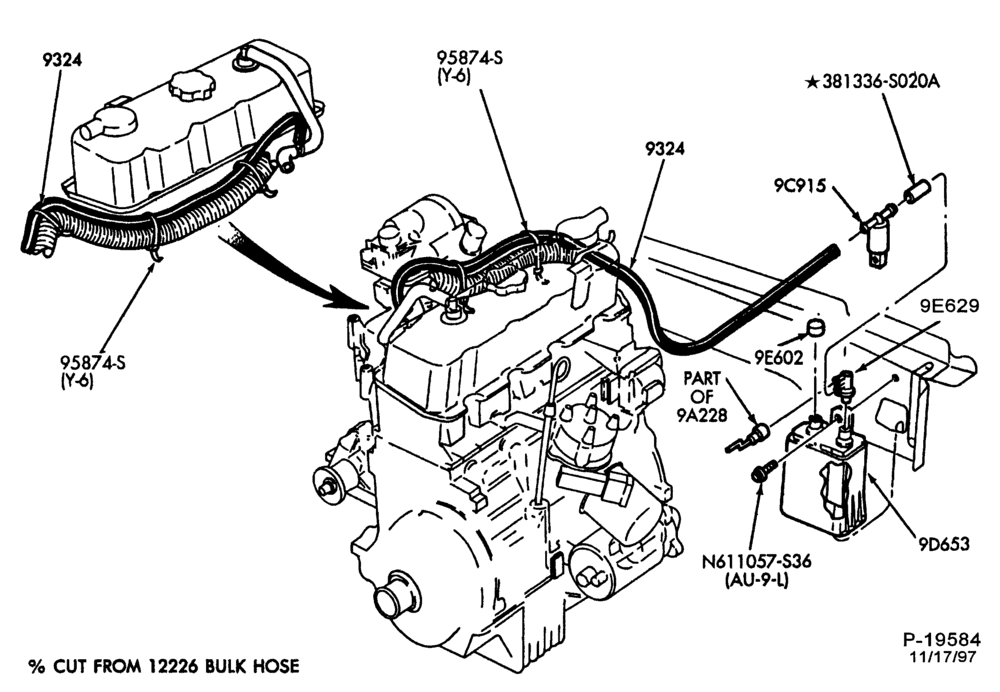 Схема 4 CYL. 2.5L (153 C.I.D.) HSC-Fuel vapor canister and related parts