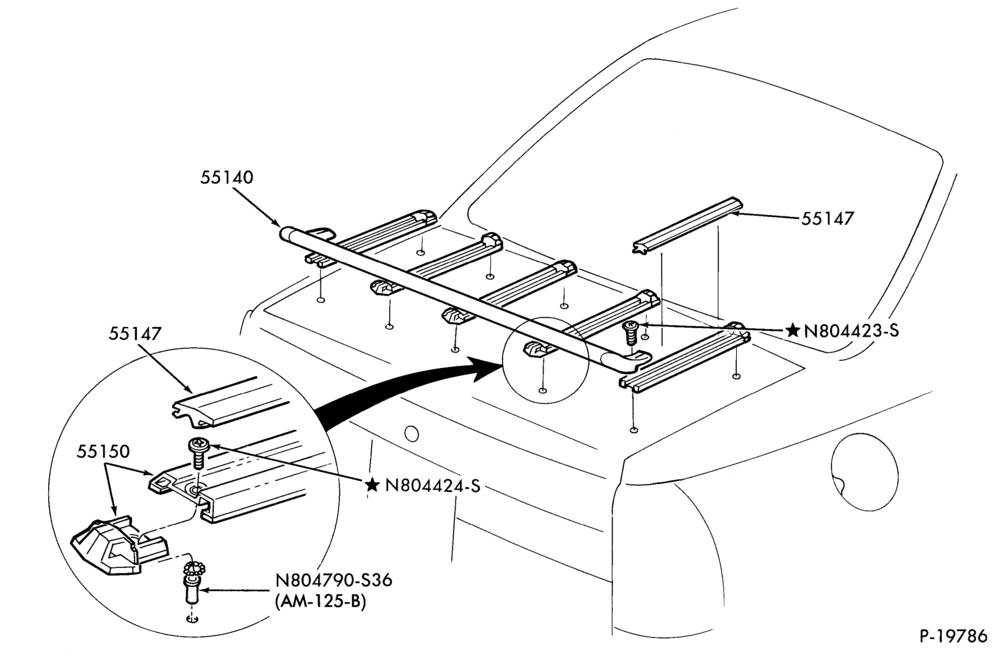 Схема LIFT/TAILGATE, LUGGAGE & BACK WINDOW-Luggage carrier (luggage compartment mounted)