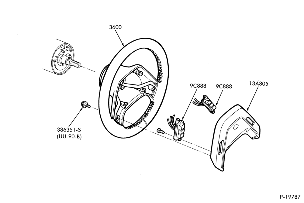 Схема STEERING WHEEL AND HORN-STEERING WHEEL AND HORN- 2 spoke wheel-A