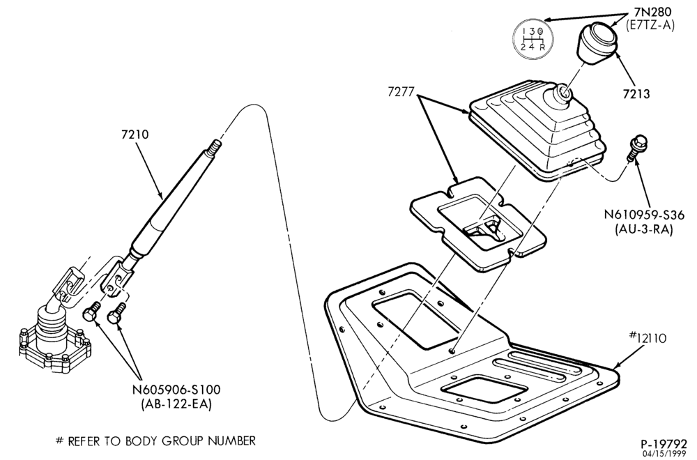 Схема GEARSHIFT MECHANISM-Floor mounted - 5 speed-F250/350, F(Super Duty)