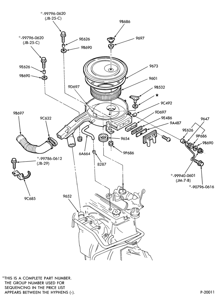 Схема 4 CYL. 1.6L (98 C.I.D.)-Air cleaner