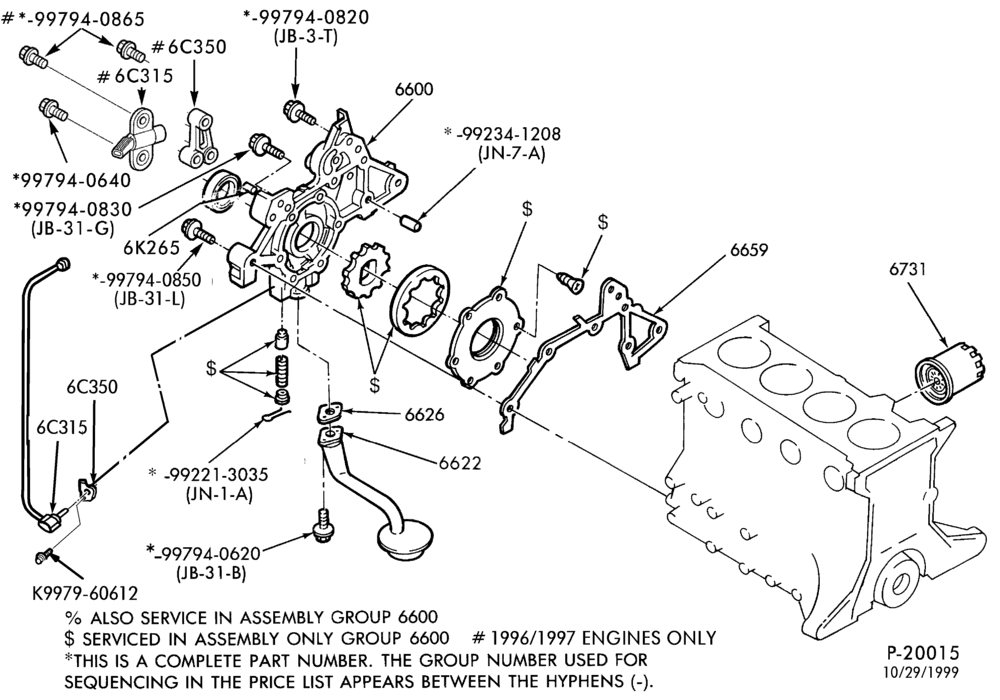 Схема 4 CYL. 1.3L (80 C.I.D.)-Oil pump, screen and related parts