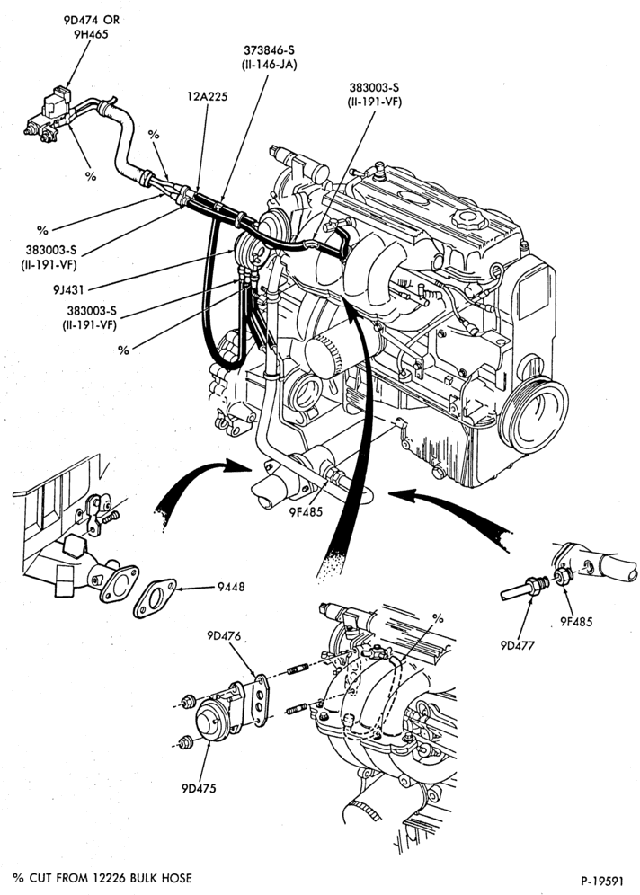 Схема 4 CYL. 1.9L (116 C.I.D.)-recirculation (E.G.R.) - tube installation  - E.F.I. - A/T