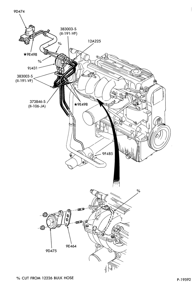 Схема 4 CYL. 1.9L (116 C.I.D.)-recirculation (E.G.R.) - tube installation   - E.F.I.- M/T