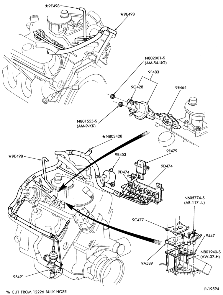 Схема 6 CYL. 3.8L (230 C.I.D.)-recirculation (E.G.R.)- w/o E.F.I.