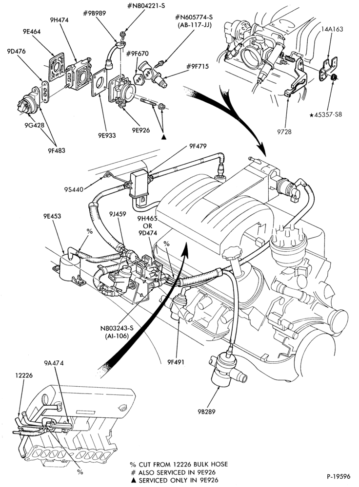 Схема 8 CYL. 5.0L (302 C.I.D.)-recirculation (E.G.R.)- E.F.I.
