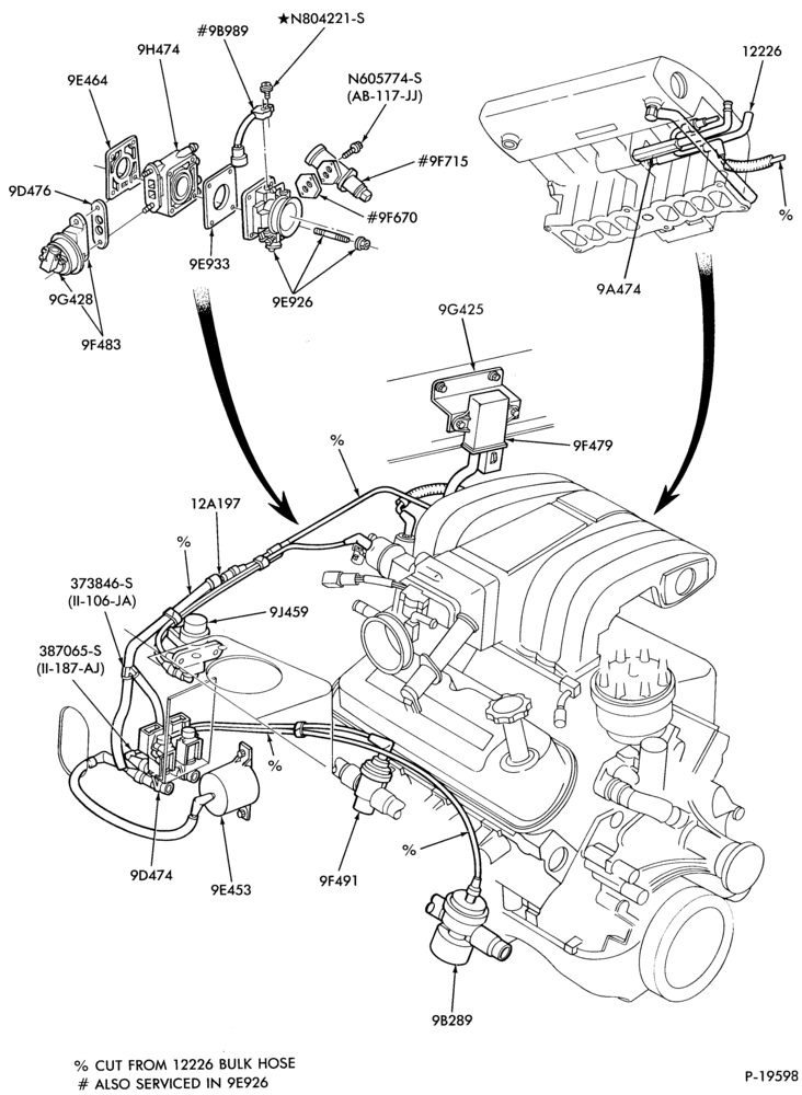 Схема 8 CYL. 5.0L (302 C.I.D.)-recirculation (E.G.R.)- E.F.I.
